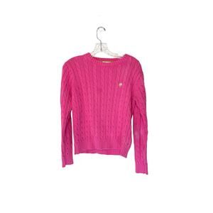 Vintage Lilly Pulitzer Pink Preppy Academia Crewneck Cable‎ Knit Sweater Small